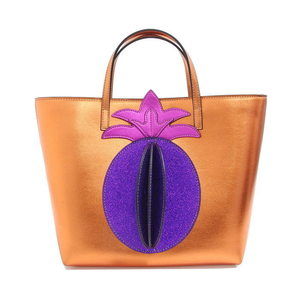 Gucci Pineapple Handbag Leather Orange Purple